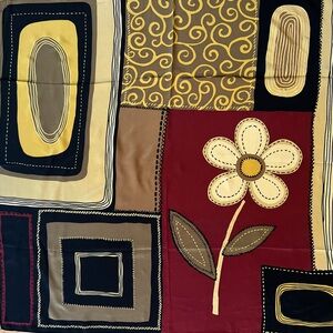 Gorg Vintage Silk Scarf Hand Rolled Edges Geometric 34 by 32 In Good Condition